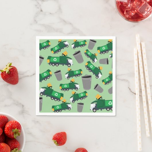 Serviette En Papier Recyclage Motif de camion-poubelle (En situation)
