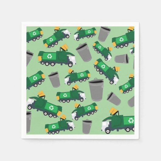 Serviette En Papier Recyclage Motif de camion-poubelle (Devant)