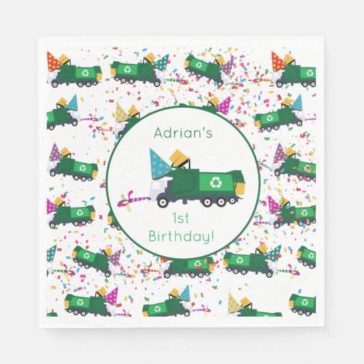 Serviette En Papier Recyclage personnalisé Motif de la fête des camion (Devant)