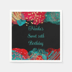 Serviette En Papier Red Alcohol Enk Sweet 16 Anniversaire
