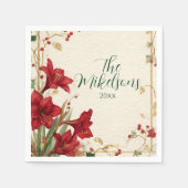 Serviette En Papier Red Amaryllis Noël rustique (Devant)