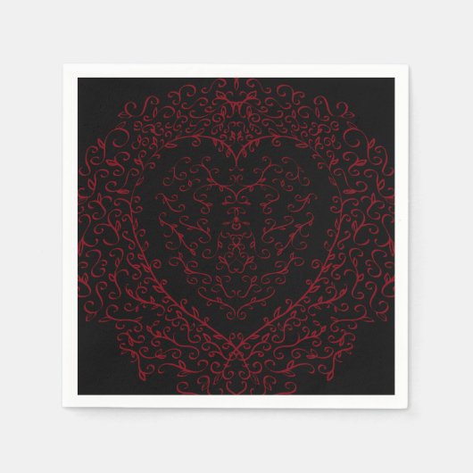 Serviette En Papier Red and Black Heart Gothic Wedding Napkins (Devant)