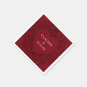 Serviette En Papier Red and Black Heart Gothic Wedding Napkins (Coin)