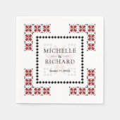 Serviette En Papier Red and Black Ukrainian Embroidery Wedding (Devant)