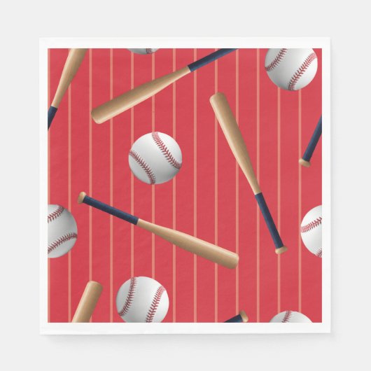 Serviette En Papier Red and Blue Baseball Birthday  (Devant)