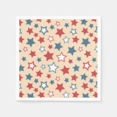 Serviette En Papier Red and Blue Stars, 4th of July, Beige Background (Devant)