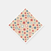 Serviette En Papier Red and Blue Stars, 4th of July, Beige Background (Coin)