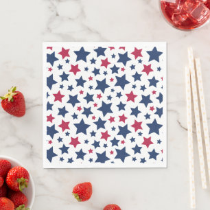 Serviette En Papier Red and Blue Stars - motif de drapeau américain