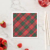 Serviette En Papier Red and Green Scottish Diagonal Tartan Plaid (En situation)