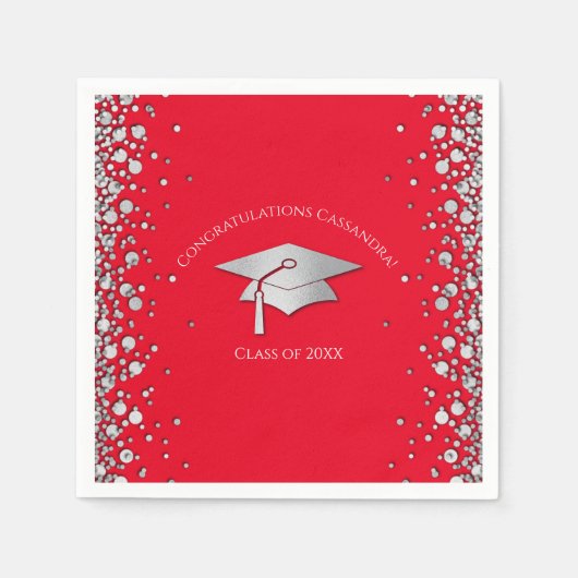 Serviette En Papier Red and Silver Graduation (Devant)