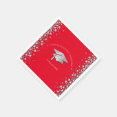 Serviette En Papier Red and Silver Graduation (Coin)