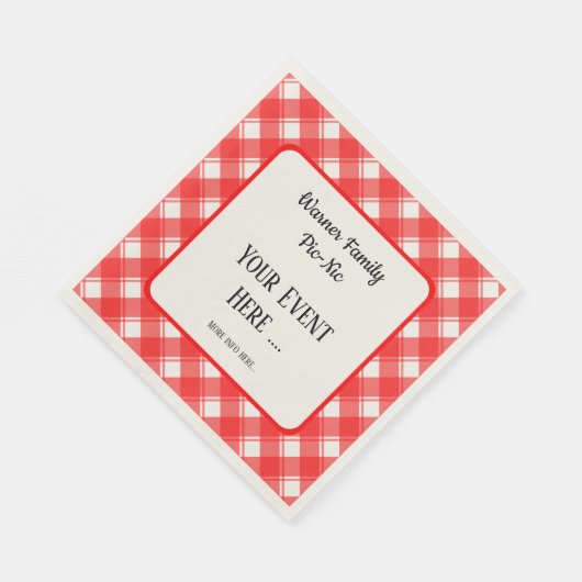 Serviette En Papier Red and White Plaid Pattern Retro Custom (Coin)