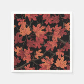 Serviette En Papier Red Autumn maple leaves on black (Devant)
