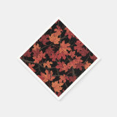 Serviette En Papier Red Autumn maple leaves on black (Coin)