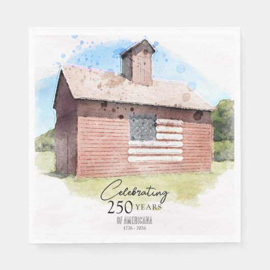 Serviette En Papier Red Barn 250 Years Americana 4 juillet Party (Devant)