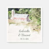 Serviette En Papier Red Barn et Silo Country Farm Mariage Napkins (Devant)