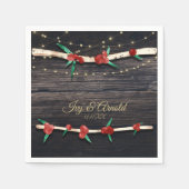 Serviette En Papier Red Berries Branches & Lumières Rustic Holiday Par (Devant)