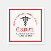 Serviette En Papier Red Black Médicale School Custom Graduation Party (Devant)