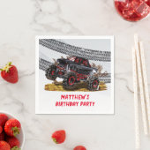 Serviette En Papier Red Black Monster Camion Anniversaire Fête Invitat (En situation)