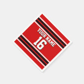 Serviette En Papier Red Black White Team Jersey Numéro personnalisé No (Coin)