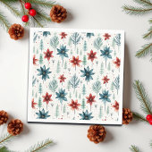 Serviette En Papier Red Blue Poinsettia Winter