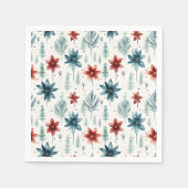 Serviette En Papier Red Blue Poinsettia Winter (Devant)