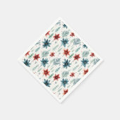 Serviette En Papier Red Blue Poinsettia Winter (Coin)