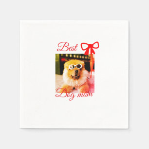 Serviette En Papier Red bow best dog maman papa photo chien/animal nom