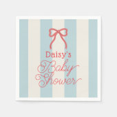 Serviette En Papier Red Bow & Blue Stripes Baby Shower (Devant)