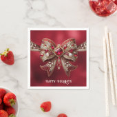 Serviette En Papier Red Bow Holiday Napkin (En situation)