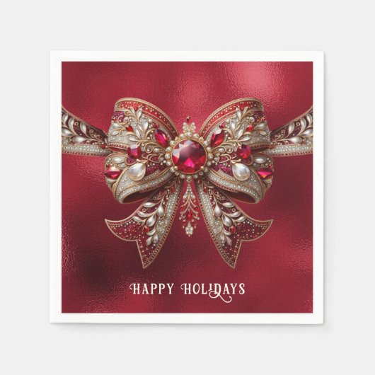 Serviette En Papier Red Bow Holiday Napkin (Devant)