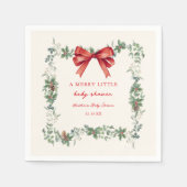 Serviette En Papier Red Bow Merry Little Christmas Baby Shower (Devant)