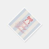Serviette En Papier Red Bow & Pale Blue Stripes Baby Shower (Coin)