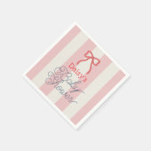 Serviette En Papier Red Bow & Pink Stripes Baby Shower (Coin)