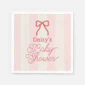 Serviette En Papier Red Bow & Pink Stripes Baby Shower (Devant)