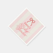Serviette En Papier Red Bow & Pink Stripes Baby Shower (Coin)