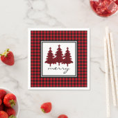 Serviette En Papier Red Buffalo Check Pine Trees (En situation)