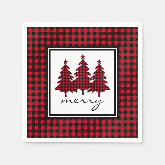 Serviette En Papier Red Buffalo Check Pine Trees (Devant)