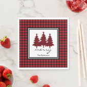 Serviette En Papier Red Buffalo Check Pine Trees Personnalisé (En situation)