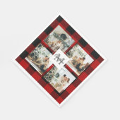 Serviette En Papier Red Buffalo Plaid & Collage Photo Avec Initiale (Coin)