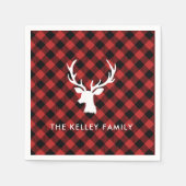 Serviette En Papier Red Buffalo Plaid Deer Head White Custom (Devant)