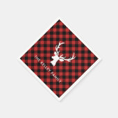 Serviette En Papier Red Buffalo Plaid Deer Head White Custom (Coin)