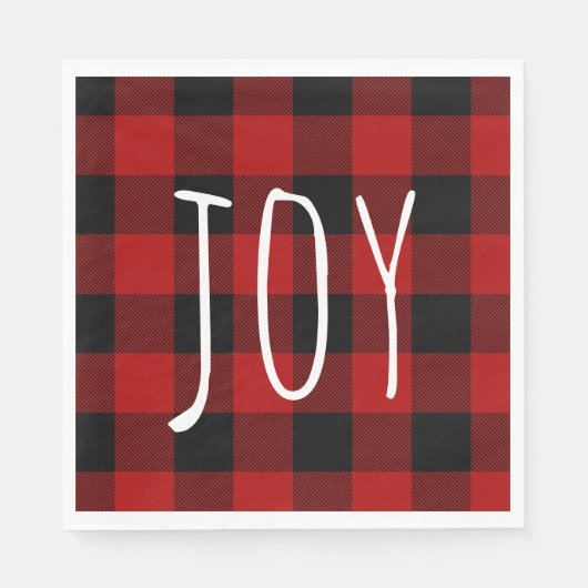 Serviette En Papier Red Buffalo Plaid & Joy | Joyeux Noël (Devant)