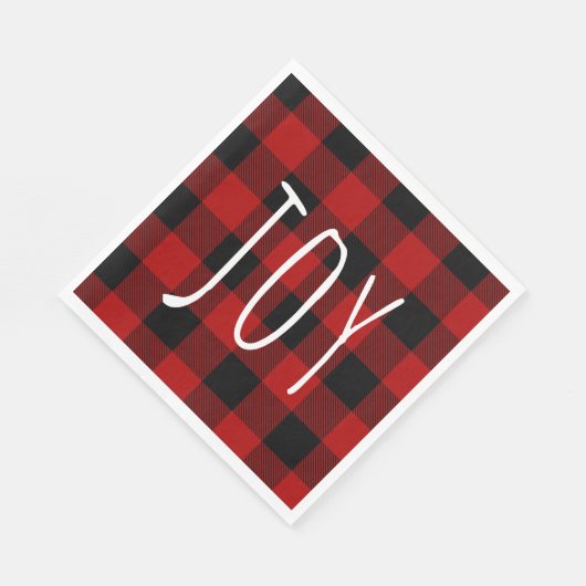 Serviette En Papier Red Buffalo Plaid & Joy | Joyeux Noël (Coin)