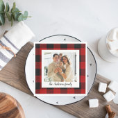 Serviette En Papier Red Buffalo Plaid & Nom Personnel Et Photo