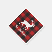 Serviette En Papier Red Buffalo Plaid & Reindeer | Personal Name Gift (Coin)