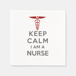 Serviette En Papier Red Caduceus Keep Calm Je suis une infirmière