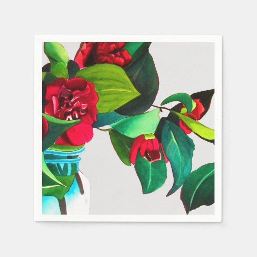 Serviette En Papier Red Camellia fleurie art maison (Devant)
