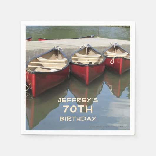 Serviette En Papier Red Canoes 70th Birthday Party Nom Papier (Devant)
