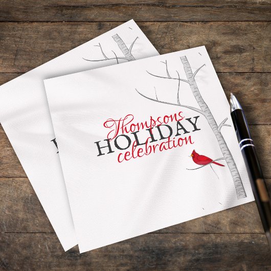 Serviette En Papier Red Cardinal Birger Tree Vacances d'hiver simples